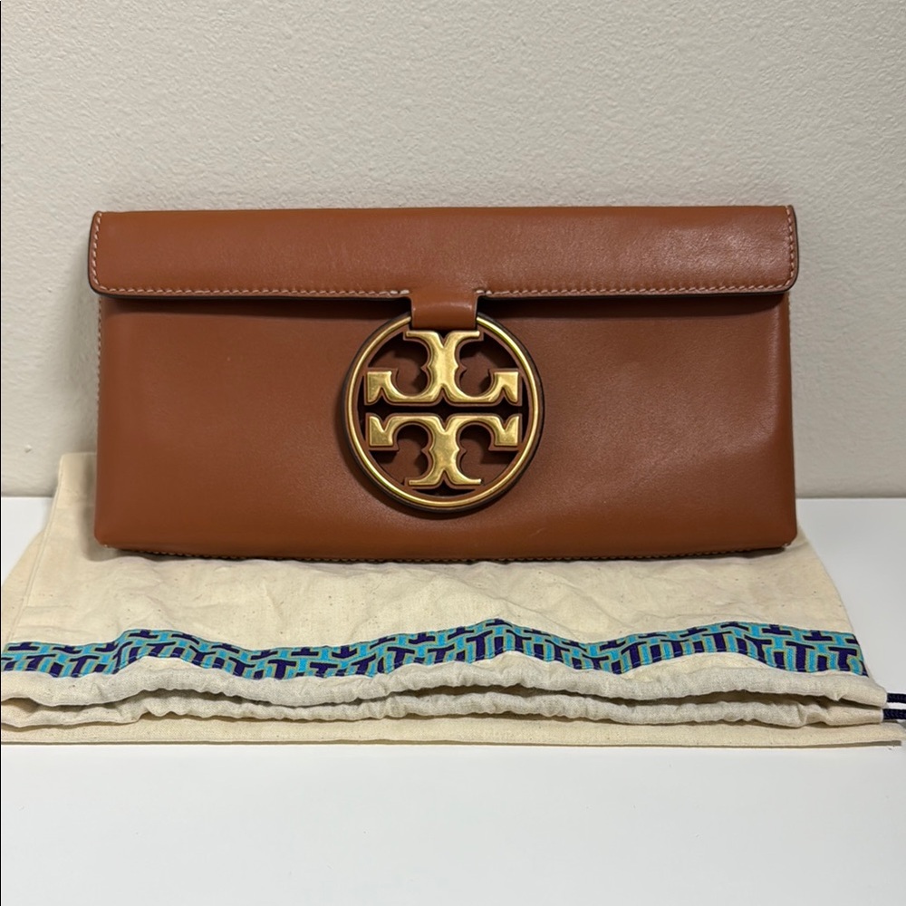 Tory Burch Aged Camello Miller Metal Clutch